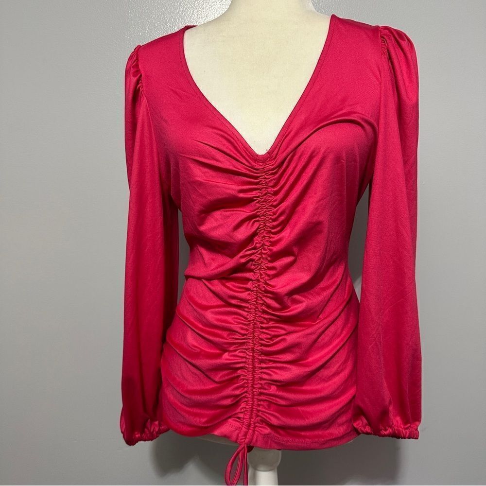 Marc New York cranberry ruched shirt NWT size M